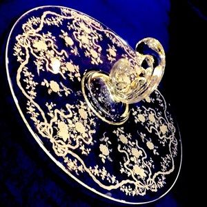 Gorgeous Vintage Etched Glass Serving Piece
